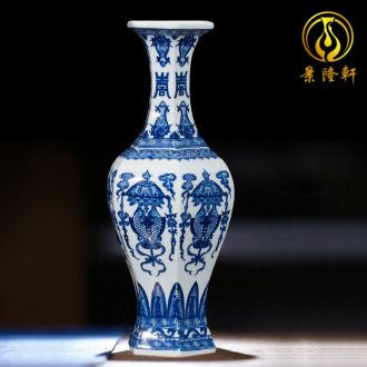 Jingdezhen ceramics vase antique blue-and-white large flower arranging new porch sitting room of Chinese style household act the role ofing is tasted furnishing articles