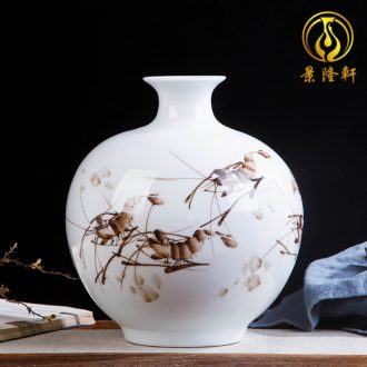 Jingdezhen ceramics hand-painted shrimp boring vase wine porch home decoration sitting room TV ark furnishing articles