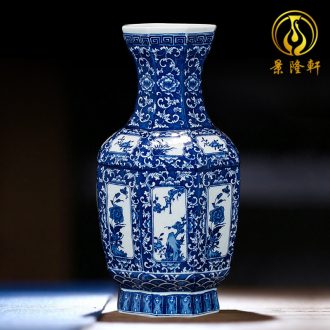 Jingdezhen ceramics vase antique blue-and-white large flower arranging new porch sitting room of Chinese style household act the role ofing is tasted furnishing articles