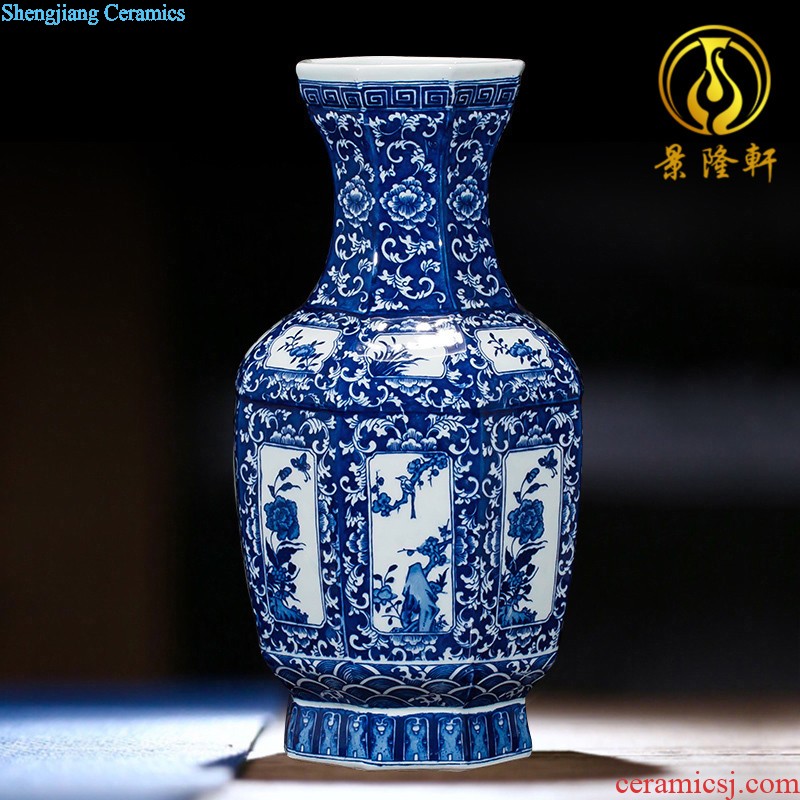 Jingdezhen ceramics vase antique blue-and-white large flower arranging new porch sitting room of Chinese style household act the role ofing is tasted furnishing articles