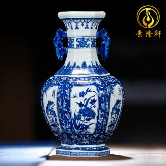 Jingdezhen ceramics vase antique blue-and-white large flower arranging new porch sitting room of Chinese style household act the role ofing is tasted furnishing articles