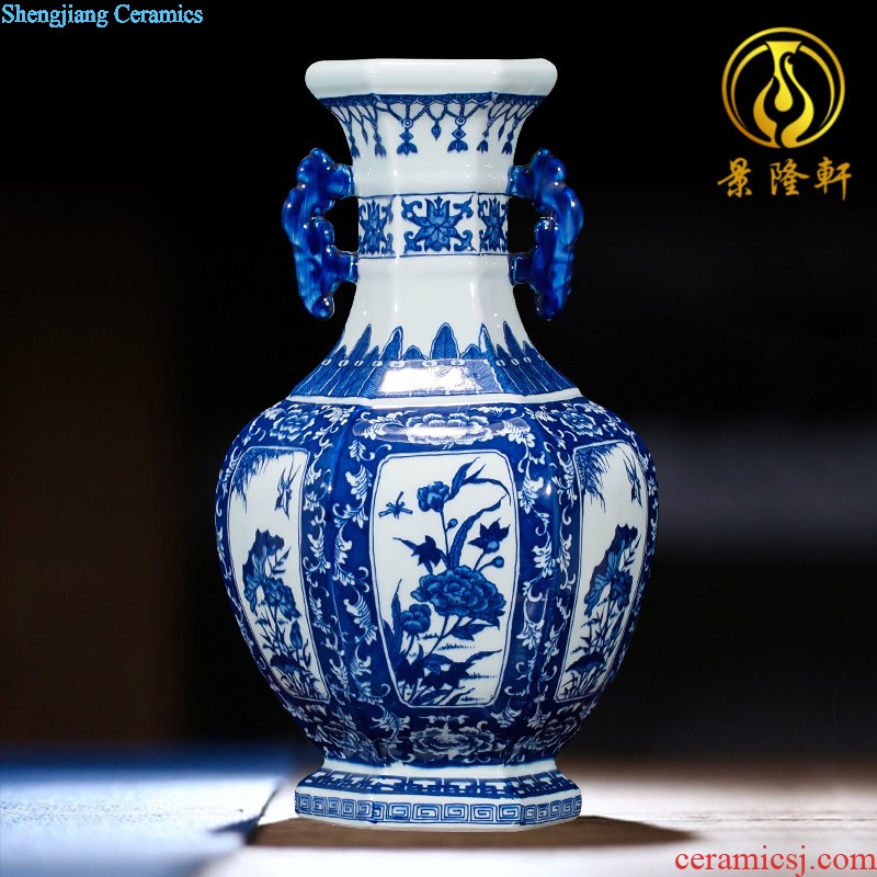 Jingdezhen ceramics vase antique blue-and-white large flower arranging new porch sitting room of Chinese style household act the role ofing is tasted furnishing articles