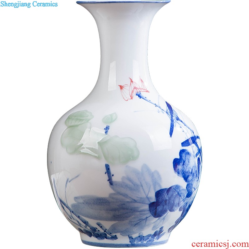 Jingdezhen ceramics Hand painted blue and white porcelain vase handicraft carving sitting room ark furnishing articles home decoration