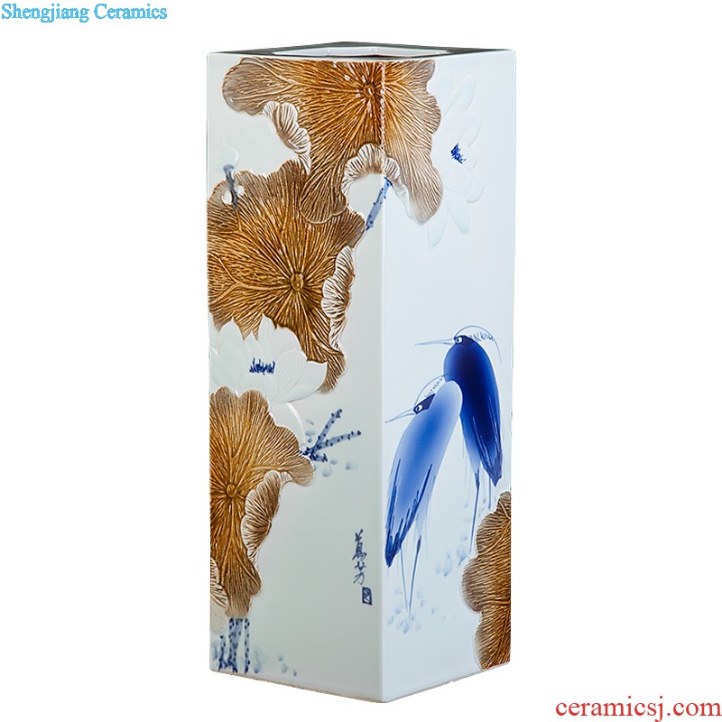 Jingdezhen ceramic hand-painted vases, three-piece suit of new Chinese style living room furnishing articles wine handicraft decorative household items