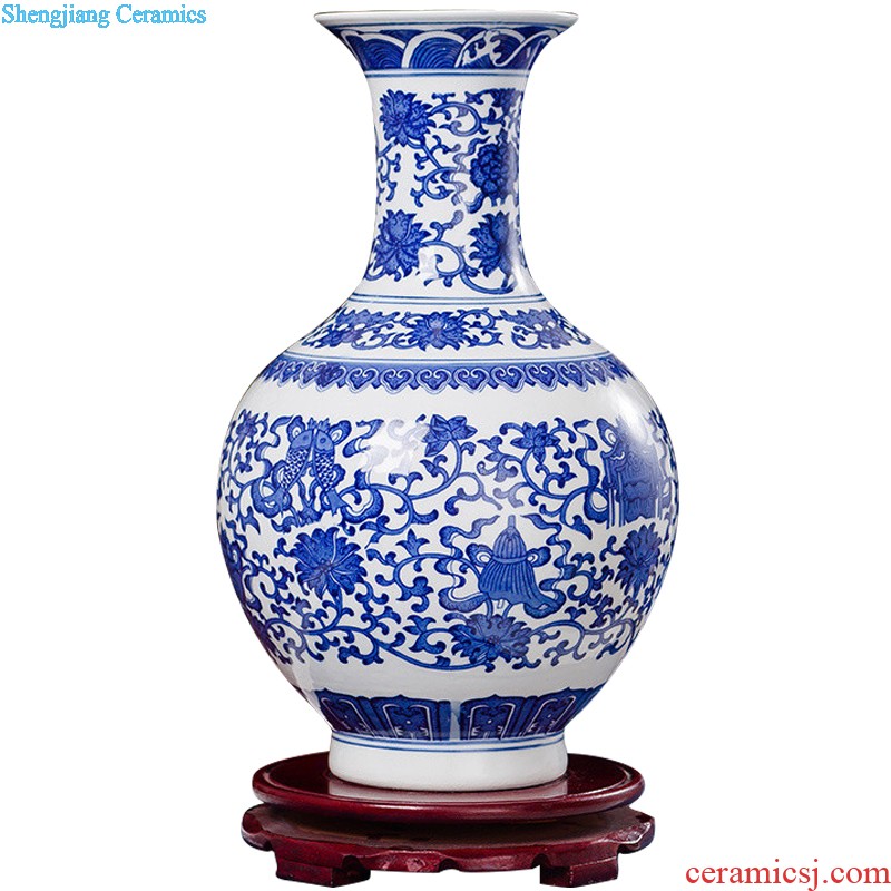 Jingdezhen chinaware lotus of blue and white porcelain vase decoration modern household act the role ofing is tasted crafts ambry furnishing articles