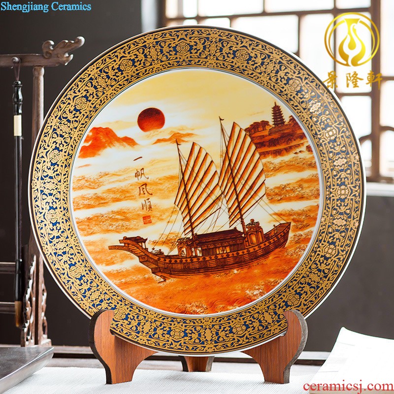 Jingdezhen ceramics furnishing articles household decorations hanging dish sitting room ark large Chinese arts and crafts decorative plate