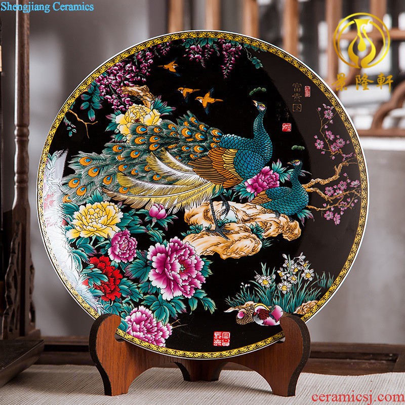 Porcelain of jingdezhen ceramics vase Chinese penjing flower arranging three-piece wine cabinet decoration plate of household decoration