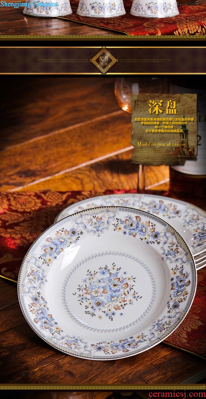 Nine domain jingdezhen porcelain bone plate food dish Glair pottery Chinese 8 inches deep dish plates