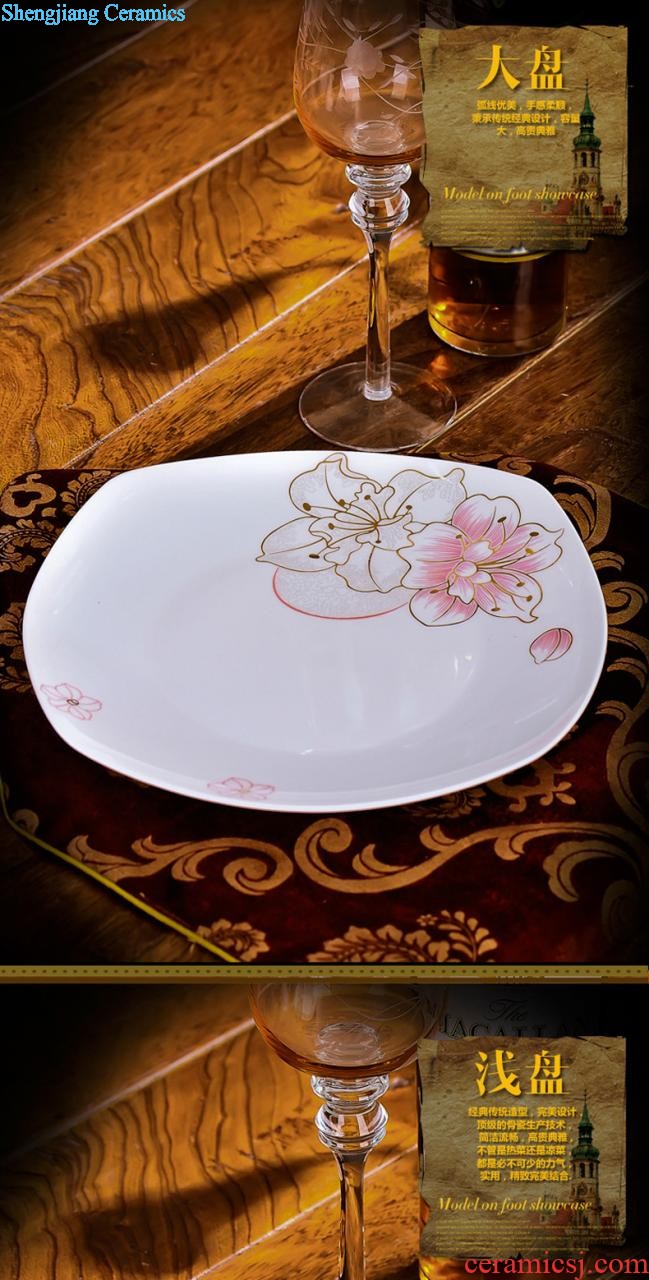 Glair cutlery sets jingdezhen ceramic nine domain 56 head dish dish suits European household bowl suit