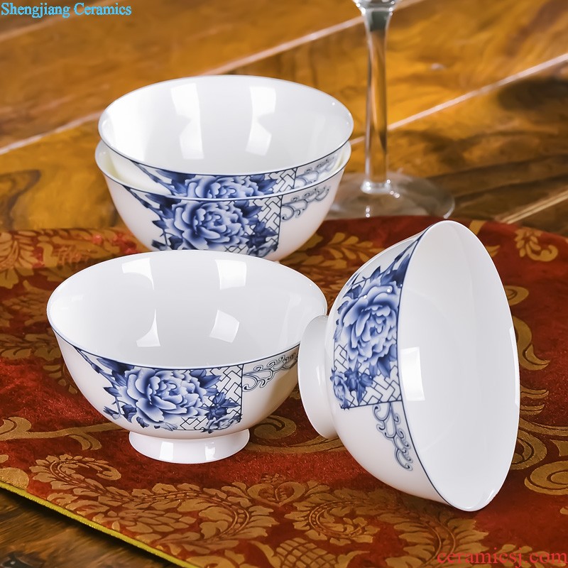 Wedding dinner jingdezhen ceramic nine domain 56 skull porcelain tableware suit Chinese traditional dishes consolidation