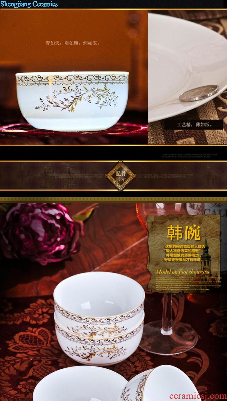 Jingdezhen ceramic bone China tableware suit Chinese style phnom penh home dishes suit high-end gift porcelain plate