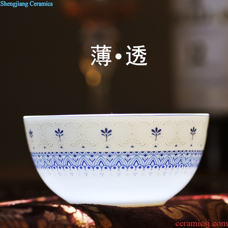 Bone China tableware suit nine domain jingdezhen 38 head relief of phnom penh high-class european-style dishes dish porcelain outfit