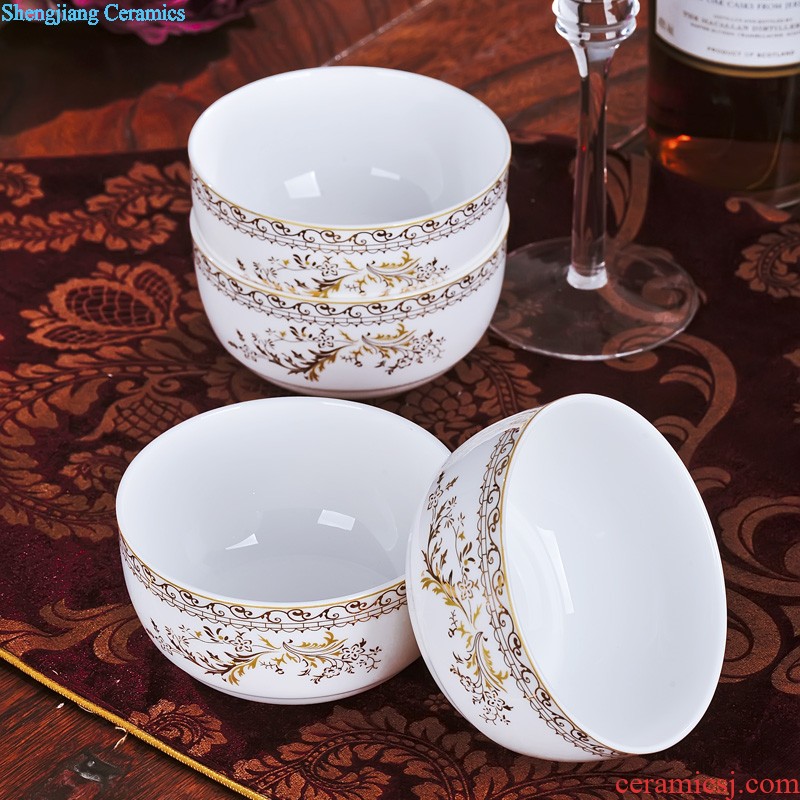 Jingdezhen ceramic bone China tableware suit Chinese style phnom penh home dishes suit high-end gift porcelain plate