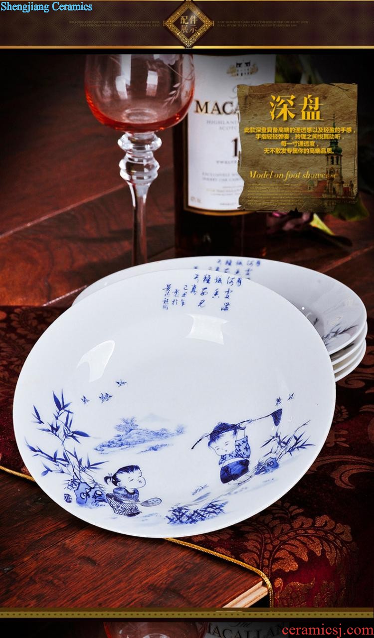 Home dishes suit bowl chopsticks dishes suit porcelain of jingdezhen ceramic bone China tableware nine domain