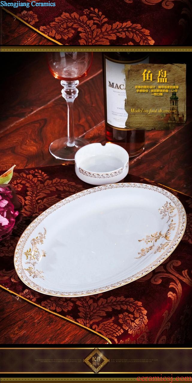 Jingdezhen ceramic bone China tableware suit Chinese style phnom penh home dishes suit high-end gift porcelain plate