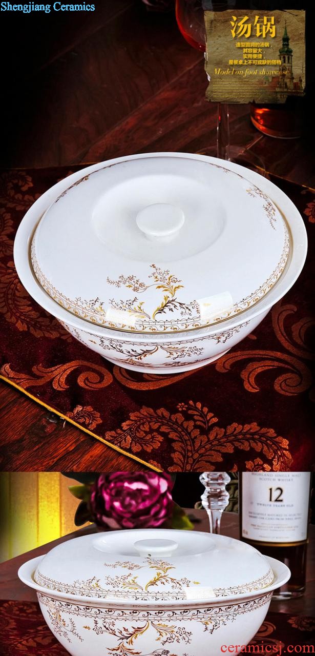 Jingdezhen ceramic bone China tableware suit Chinese style phnom penh home dishes suit high-end gift porcelain plate