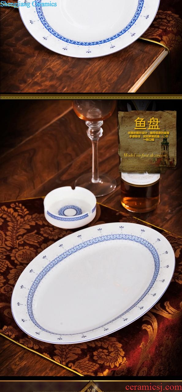 Bone China tableware suit nine domain jingdezhen 38 head relief of phnom penh high-class european-style dishes dish porcelain outfit