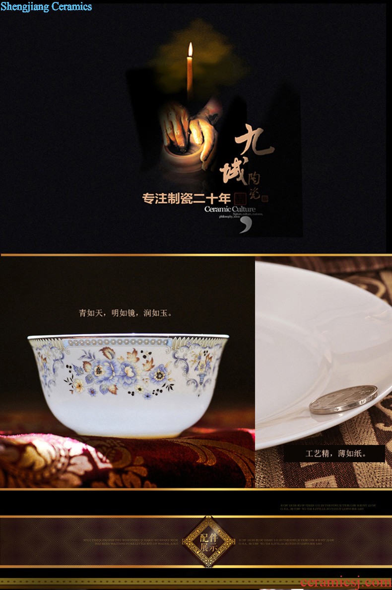 Nine domain jingdezhen porcelain bone plate food dish Glair pottery Chinese 8 inches deep dish plates