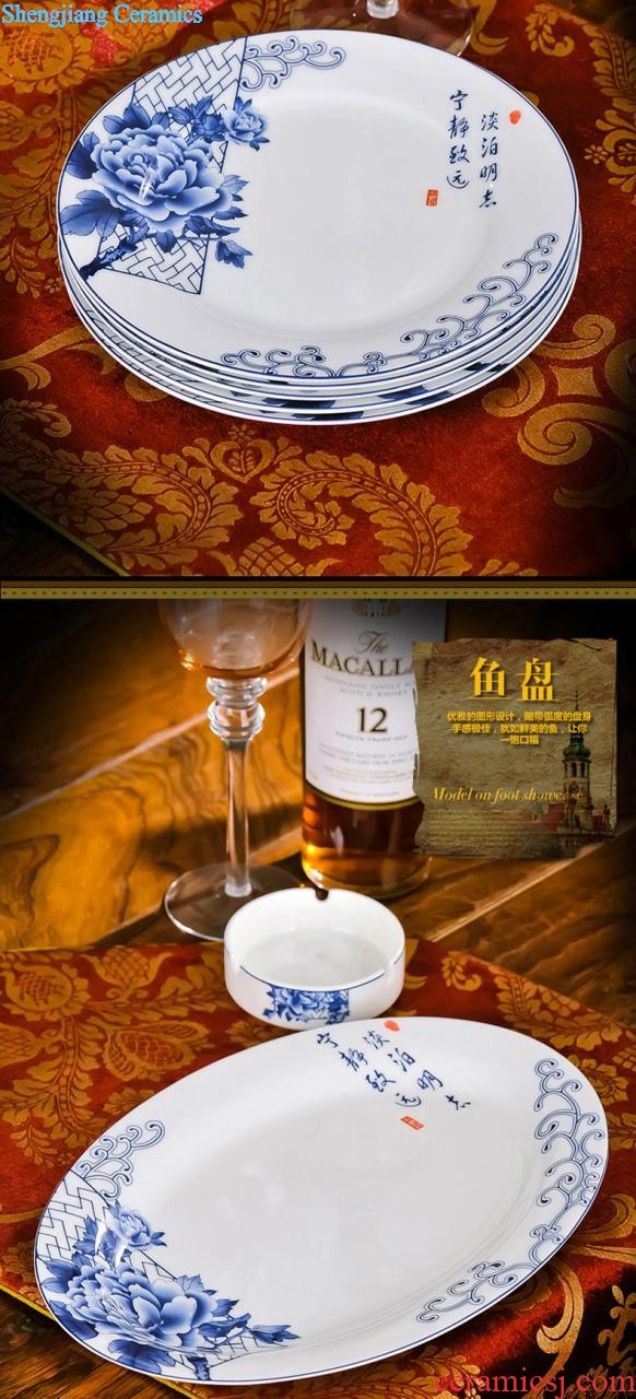 Wedding dinner jingdezhen ceramic nine domain 56 skull porcelain tableware suit Chinese traditional dishes consolidation