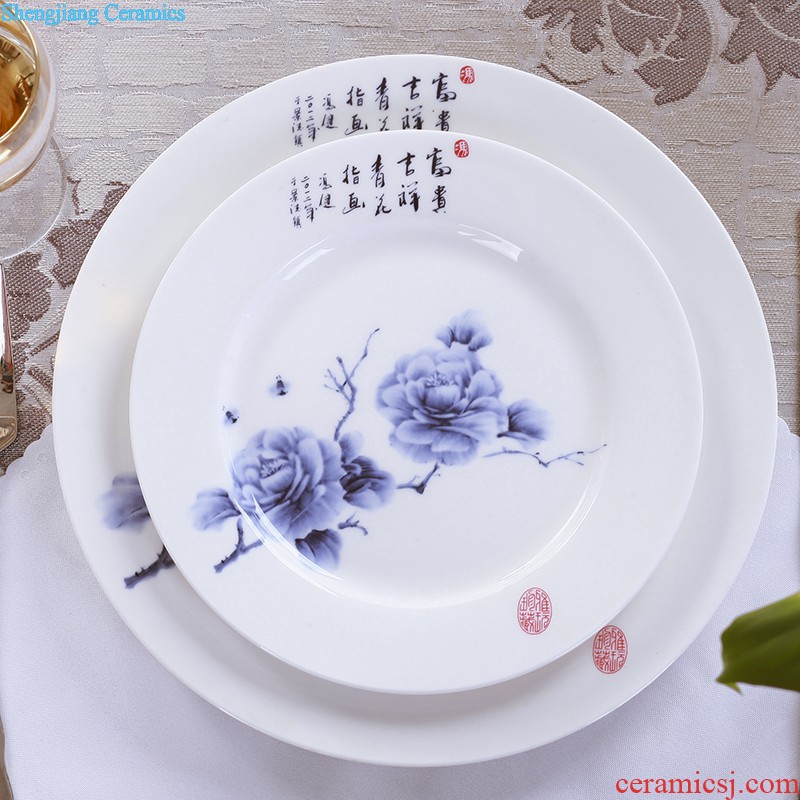 Jingdezhen blue and white porcelain tableware nine domain 68 skull porcelain tableware suit Blue and white dishes suit Chinese package mail