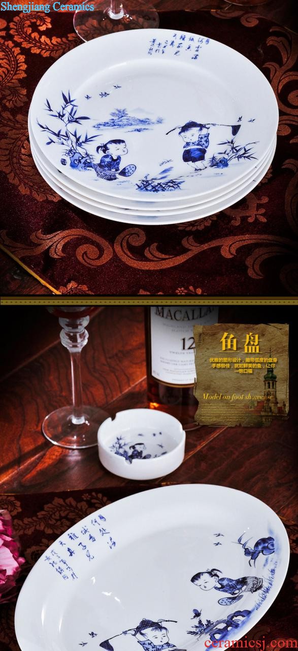 Home dishes suit bowl chopsticks dishes suit porcelain of jingdezhen ceramic bone China tableware nine domain