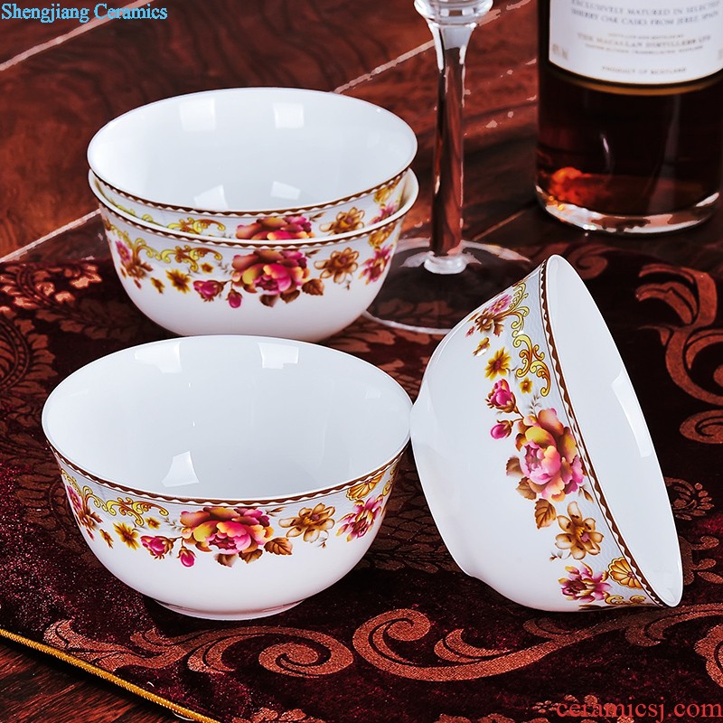 Home dishes suit Jingdezhen ceramic tableware nine domain 58 skull porcelain bowl chopsticks wedding gifts bowl of plates