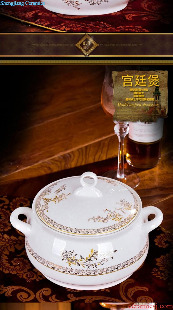 Jingdezhen ceramic bone China tableware suit Chinese style phnom penh home dishes suit high-end gift porcelain plate