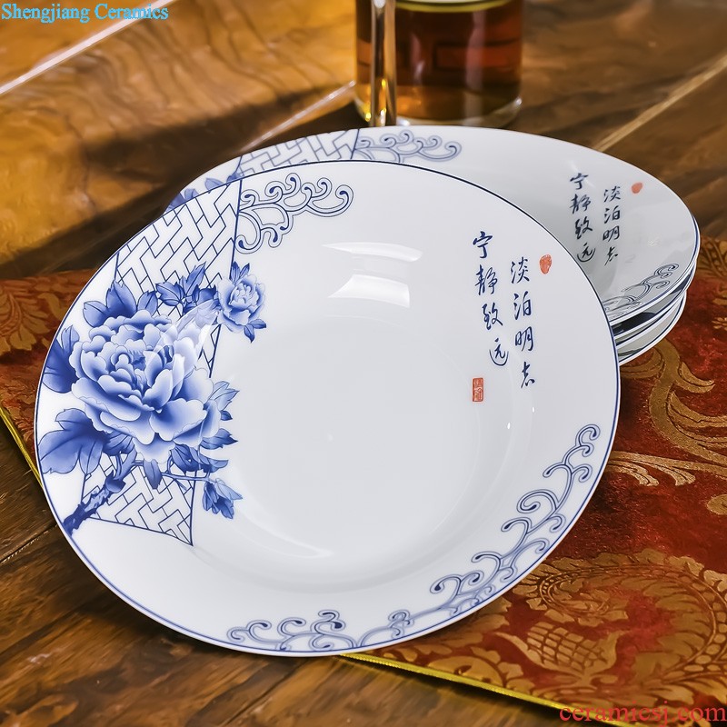 Wedding dinner jingdezhen ceramic nine domain 56 skull porcelain tableware suit Chinese traditional dishes consolidation