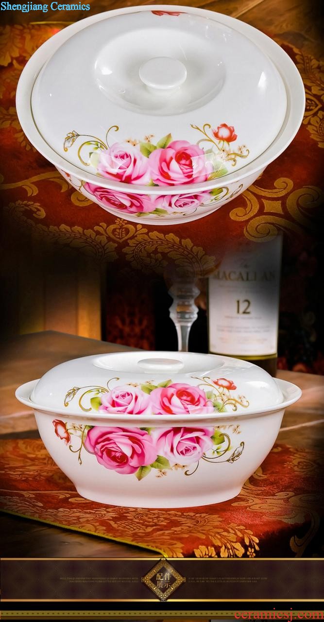 European tableware bowls jingdezhen porcelain nine domain 56 skull of a complete set of a plate Creative high-grade bone China tableware suit