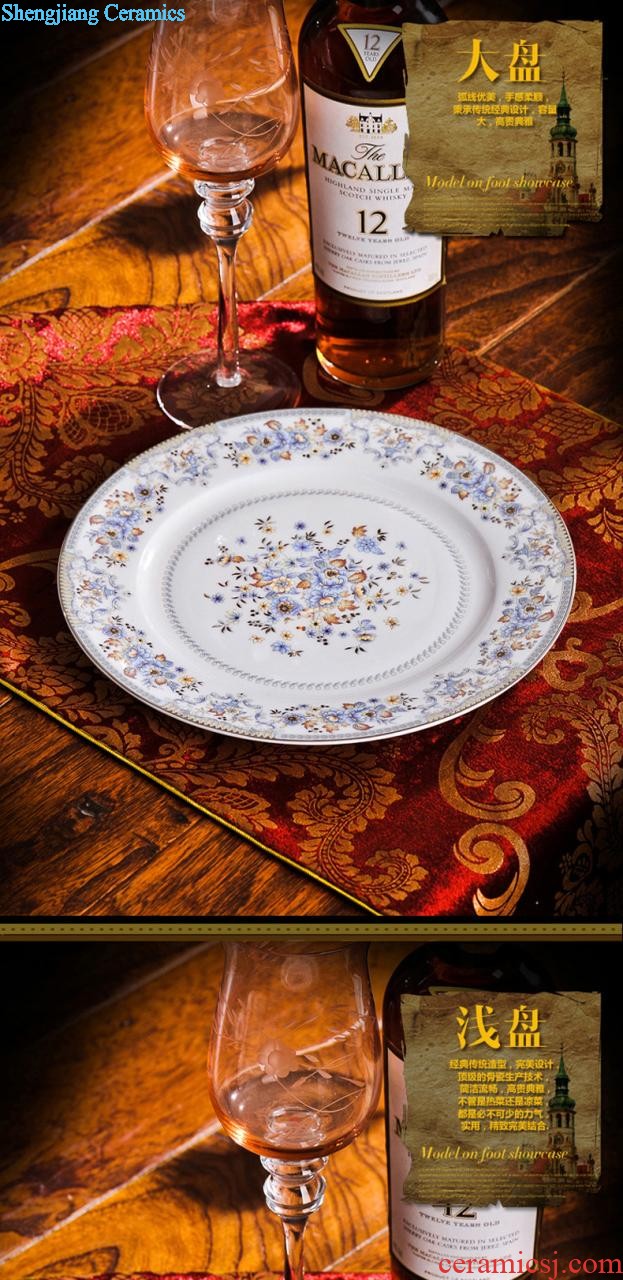 Nine domain jingdezhen porcelain bone plate food dish Glair pottery Chinese 8 inches deep dish plates