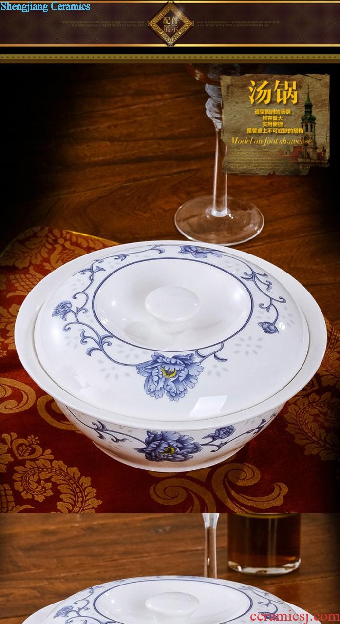 Nine domain dishes suit bone porcelain tableware suit 58 head Chinese porcelain of jingdezhen ceramic combination gift porcelain