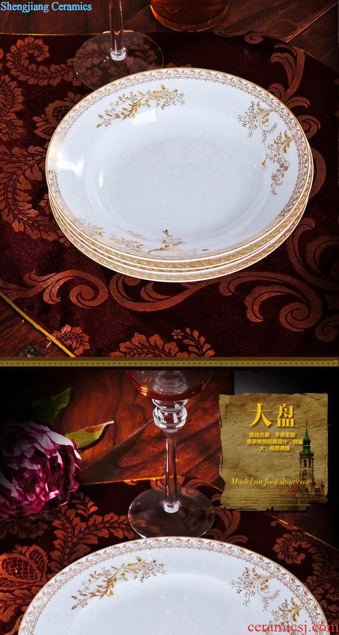 Jingdezhen ceramic bone China tableware suit Chinese style phnom penh home dishes suit high-end gift porcelain plate