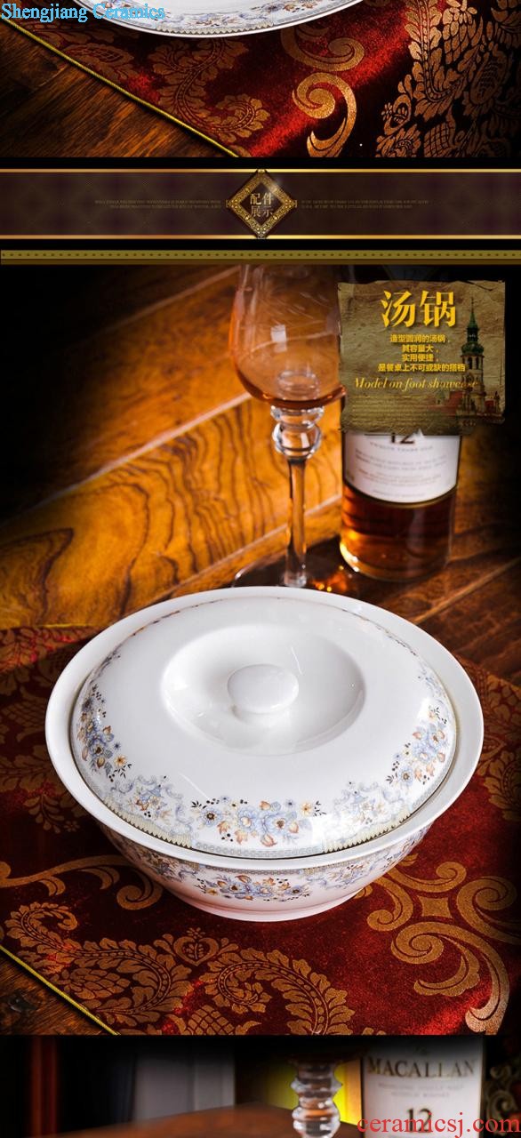 Nine domain jingdezhen porcelain bone plate food dish Glair pottery Chinese 8 inches deep dish plates