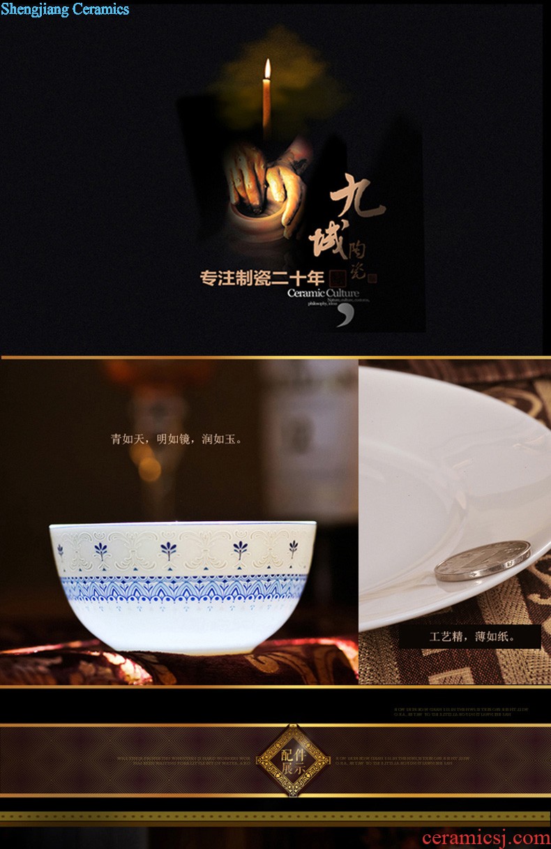 Bone China tableware suit nine domain jingdezhen 38 head relief of phnom penh high-class european-style dishes dish porcelain outfit