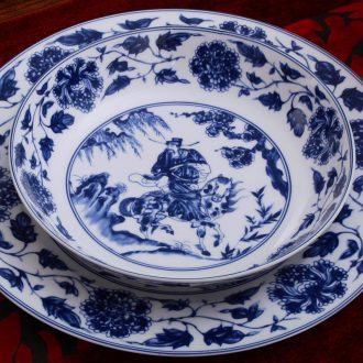 Blue and white porcelain rice dish plate bone porcelain plate nine domain jingdezhen bone plate Chinese soup plate plate 8 inches