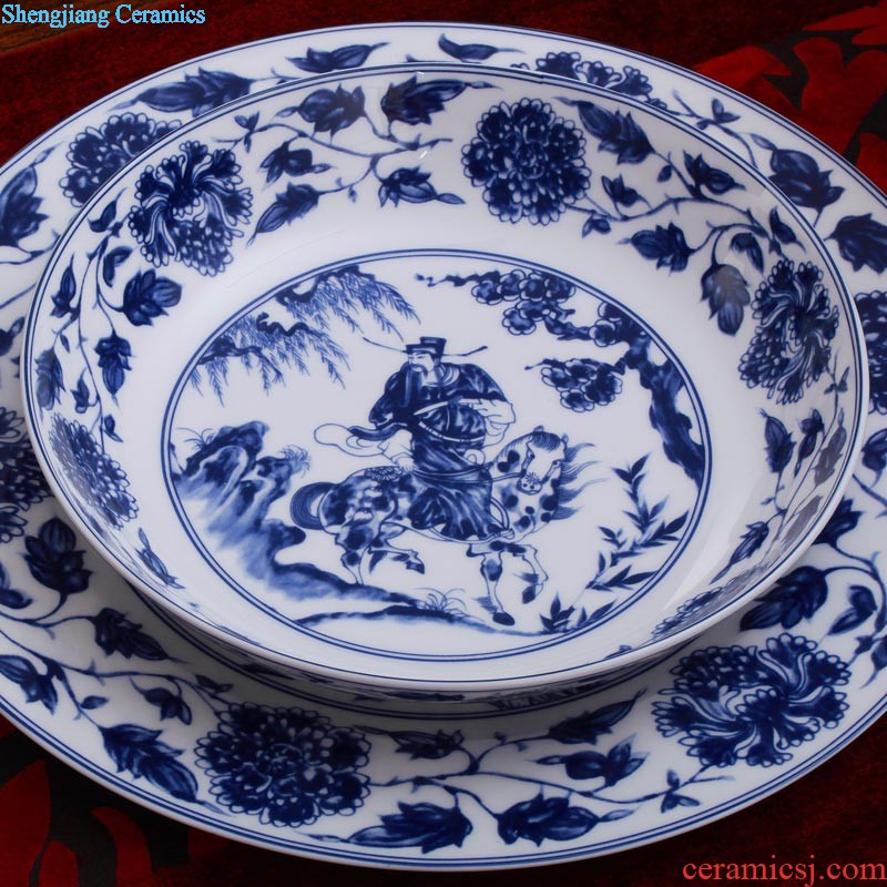 Blue and white porcelain rice dish plate bone porcelain plate nine domain jingdezhen bone plate Chinese soup plate plate 8 inches