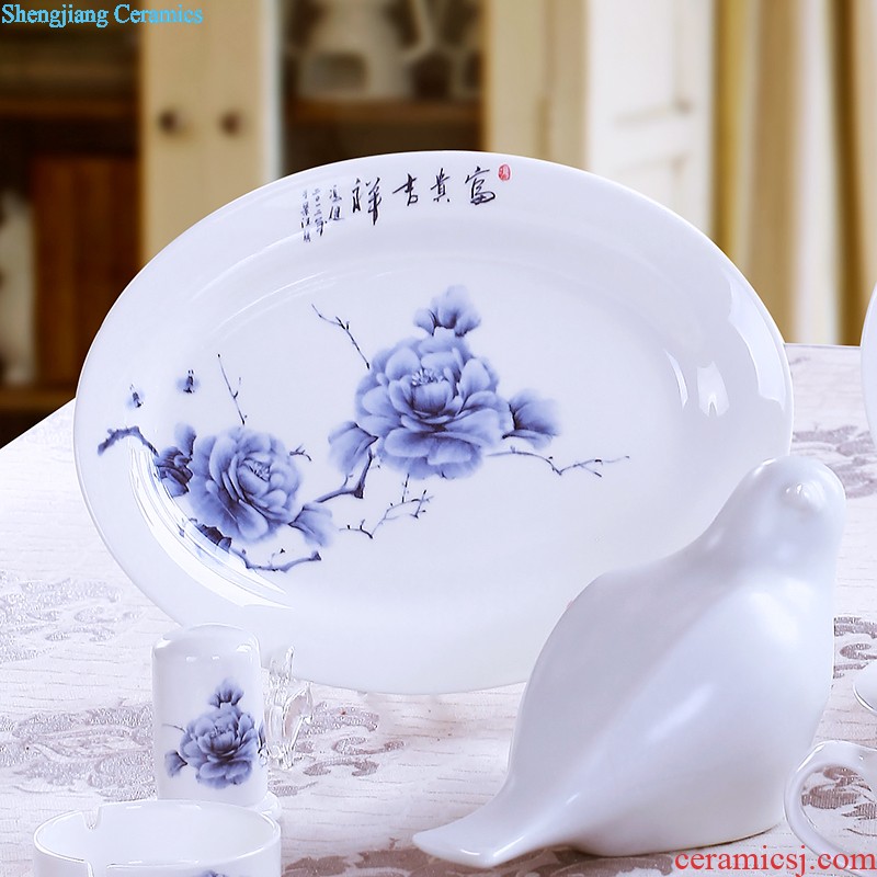 European blue and white porcelain of jingdezhen ceramic nine domain 56 skull porcelain tableware suit Glair dishes consolidation