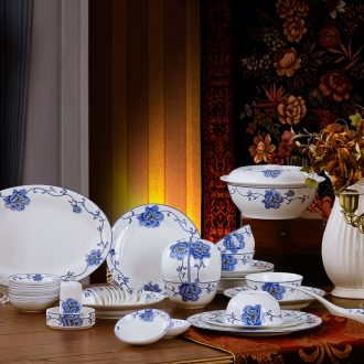 Nine domain dishes suit bone porcelain tableware suit 58 head Chinese porcelain of jingdezhen ceramic combination gift porcelain