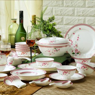 Jingdezhen 56 head Korean high-grade bone China tableware suit dish basin court to talk on ceramics