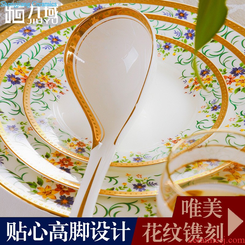 Nine domain 56 head green bone China jingdezhen porcelain tableware suit south Korean dish dish pot microwave oven