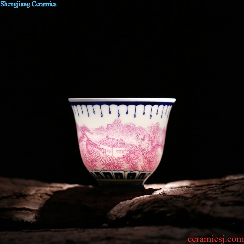 Kung fu tea cup Master sample tea cup cup of jingdezhen blue and white color bucket antique hand-painted ceramics make tea cup