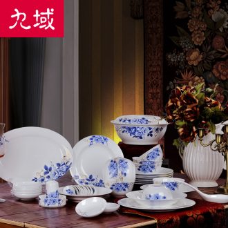 Glair jingdezhen ceramic nine domain 56 skull porcelain tableware suit Traditional blue and white porcelain dish dish suits