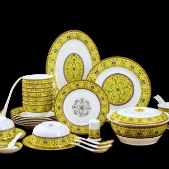 Nine domain jingdezhen glair bone porcelain tableware dishes suit High-grade ceramics Chinese style household dishes in the kitchen