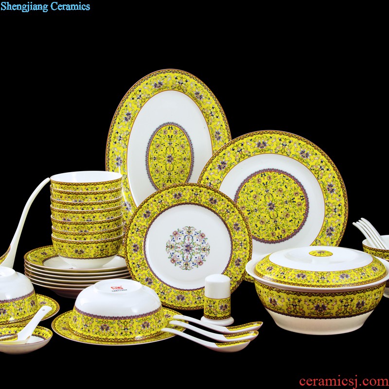 Nine domain jingdezhen glair bone porcelain tableware dishes suit High-grade ceramics Chinese style household dishes in the kitchen