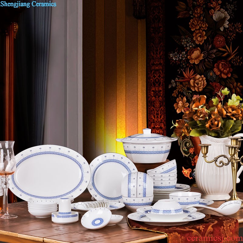 Bone China tableware suit nine domain jingdezhen 38 head relief of phnom penh high-class european-style dishes dish porcelain outfit