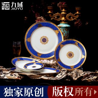 Phnom penh jingdezhen blue and white dishes suit nine domain 56 head Korean classical household daily-used porcelain tableware ceramics