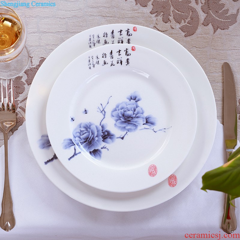 Home dishes suit eating food dishes Jingdezhen ceramic nine domain high-grade bone China porcelain tableware products to suit Chinese style