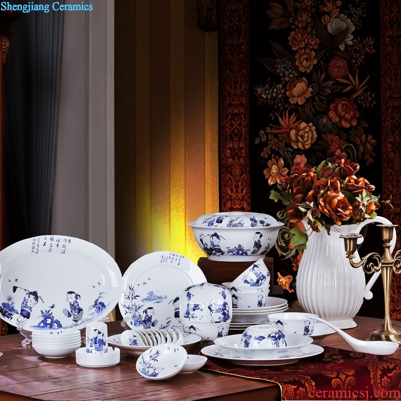 Home dishes suit bowl chopsticks dishes suit porcelain of jingdezhen ceramic bone China tableware nine domain