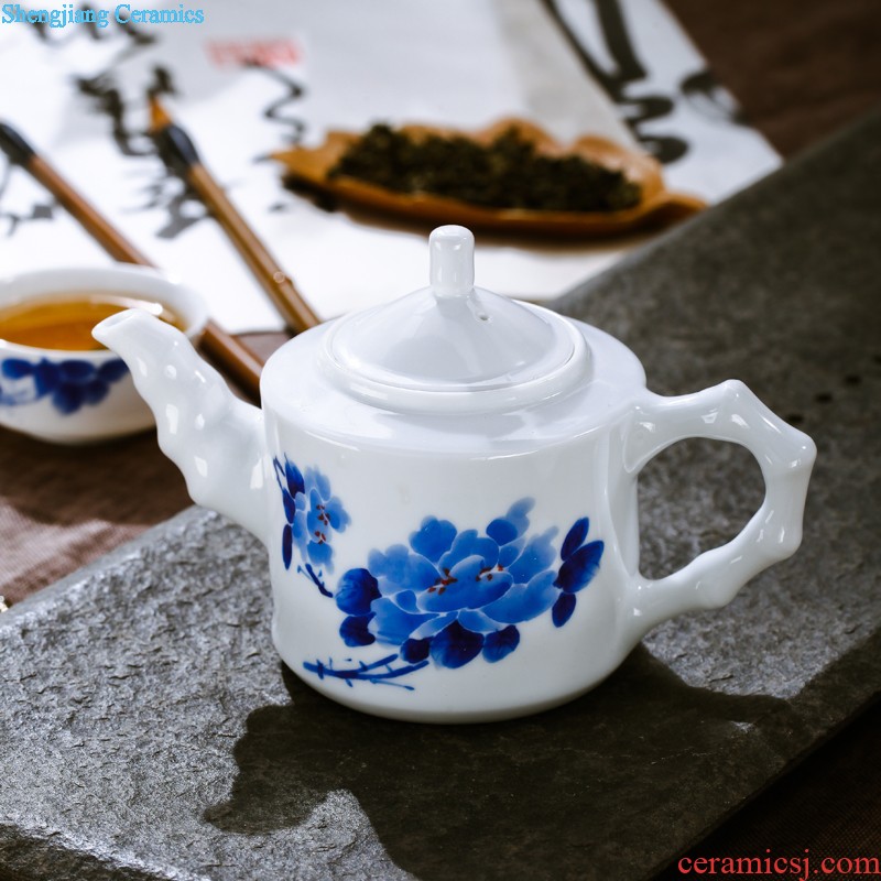 Nine domain jingdezhen blue and white color bucket honeysuckle archaize yongzheng grain glass ceramic tea set kung fu small tea cups