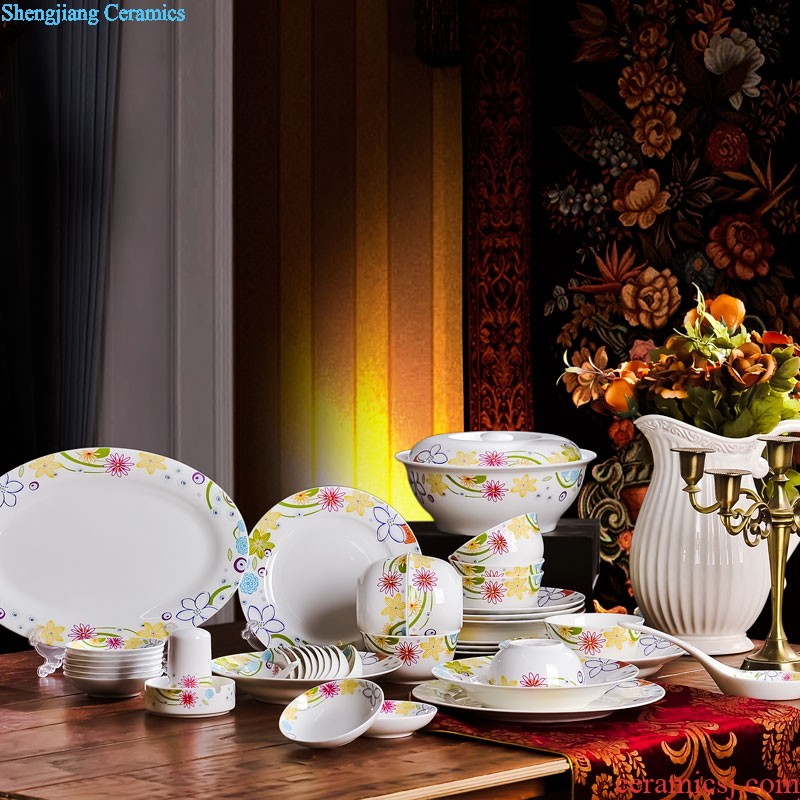 Tableware suit jingdezhen ceramic nine domain 56 skull porcelain tableware suit European style wedding dishes suit with a gift